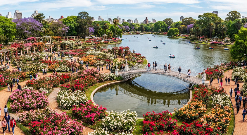 El Rosedal - Más de 18.000 rosas en flor rodeadas por los lagos navegables del Parque Tres de Febrero