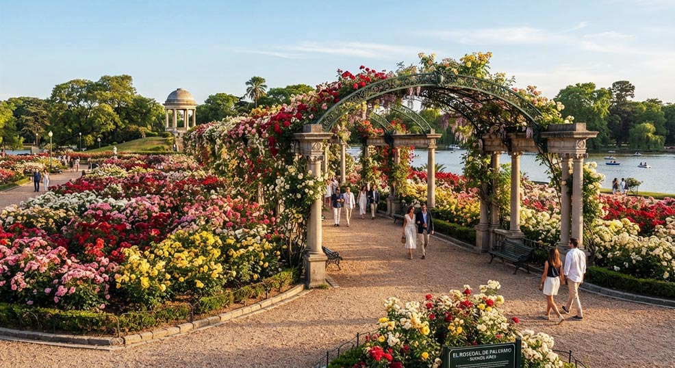 El Rosedal de Palermo: un paseo señorial entre más de 18.000 rosas y pérgolas neoclásicas