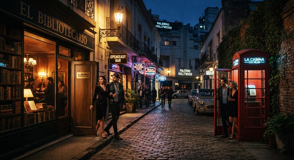 La noche de Palermo Hollywood destaca por sus speakeasies escondidos tras librerías o cabinas telefónicas
