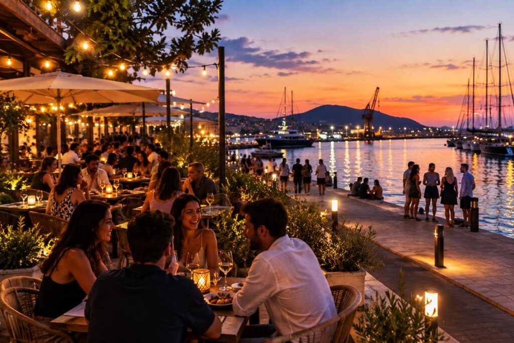 Las noches veraniegas prolongan la vida social en terrazas gastronómicas y muelles portuarios.