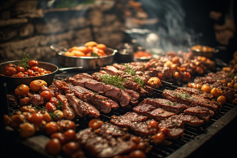 El asado argentino - Cocinado lentamente con brasas de madera de quebracho para preservar jugos y terneza