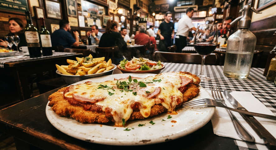 La milanesa a la napolitana - Un invento porteño de bodegón que combina crujiente empanado y queso gratinado