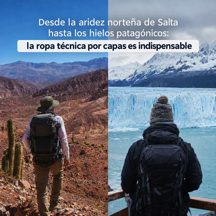 Desde la aridez norteña de Salta hasta los hielos patagónicos - La ropa técnica por capas es indispensable