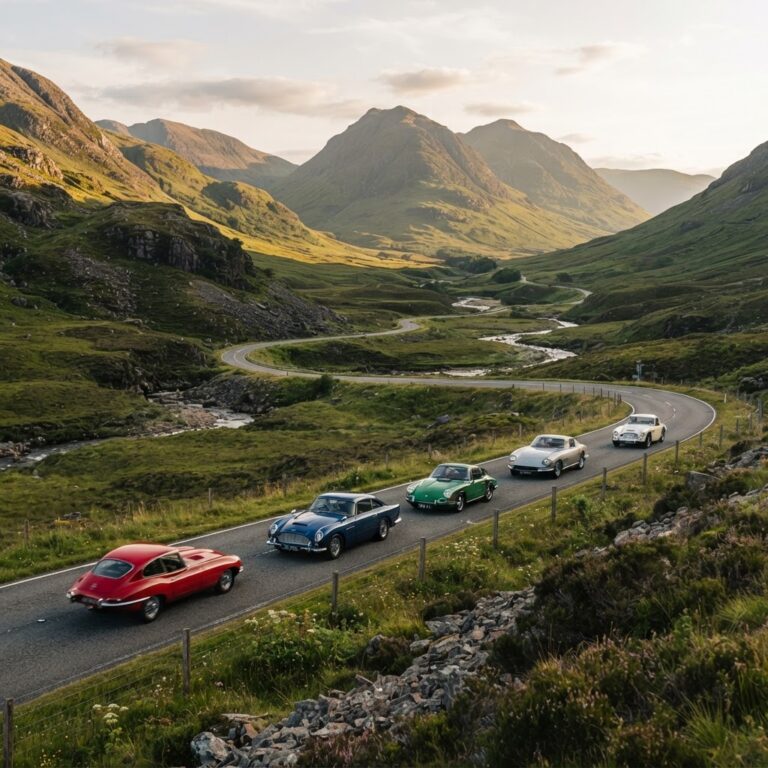 Rally de coches clásicos por la ruta panorámica de Glencoe