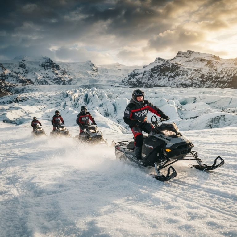 Travesía en motos de nieve sobre el glaciar Langjökull