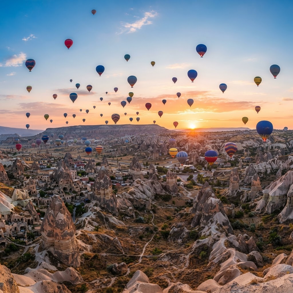 Globo sobre Capadocia al amanecer