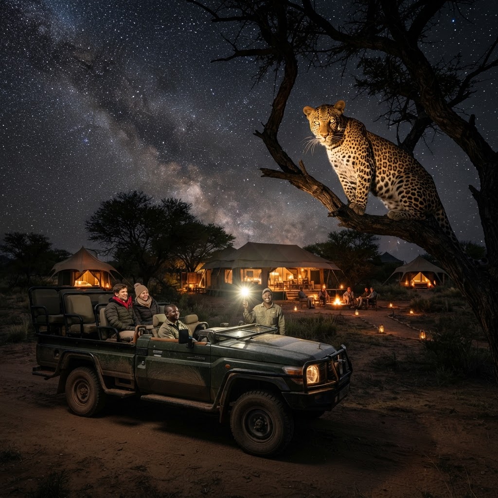 Safari nocturno en Botsuana