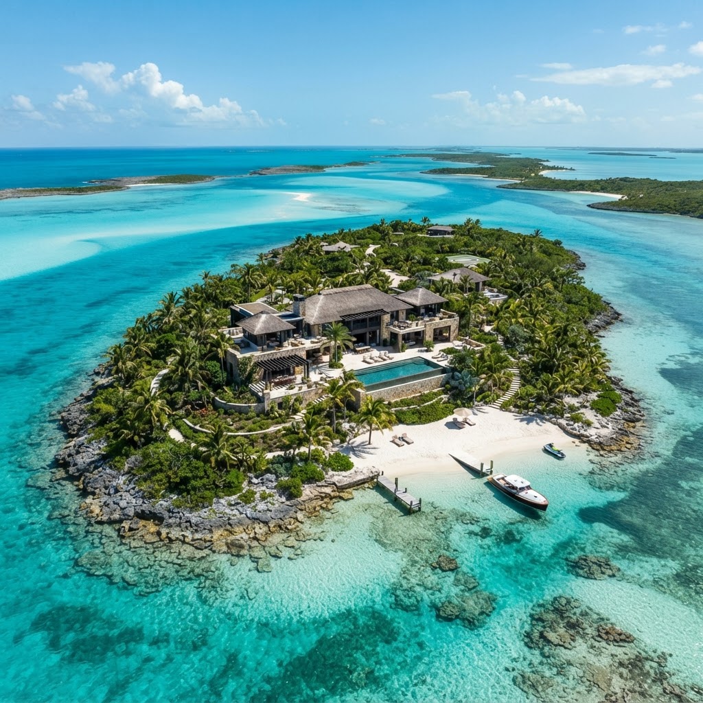 Isla privada en el Caribe (Bahamas)