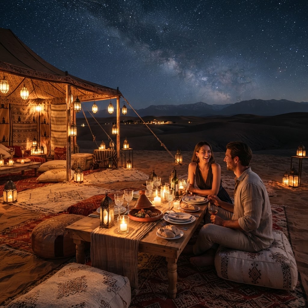 Cena privada en el desierto de Marrakech
